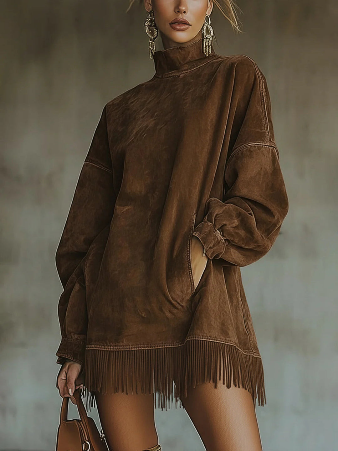 Women’s High Neck Fringe Dress