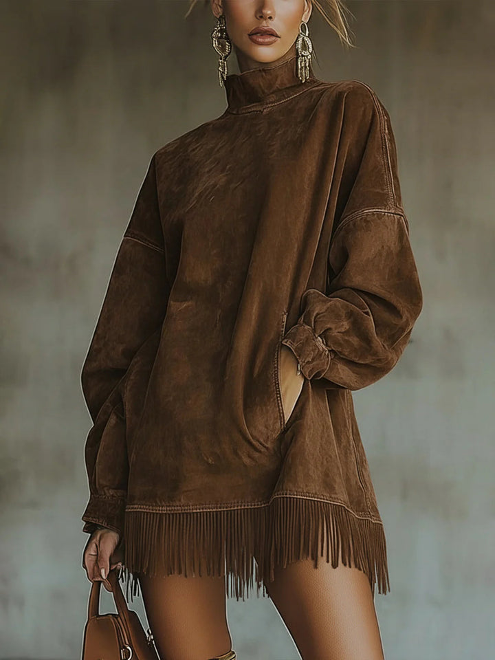 Women’s High Neck Fringe Dress