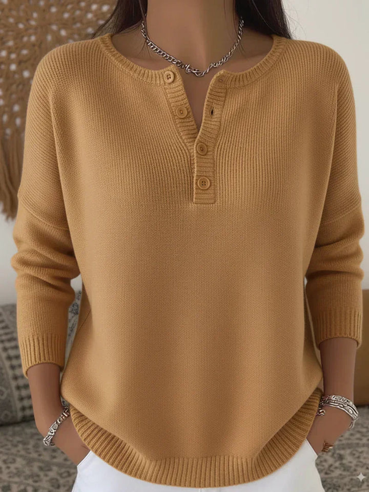 Women’s Henley Button Up Knit Sweater