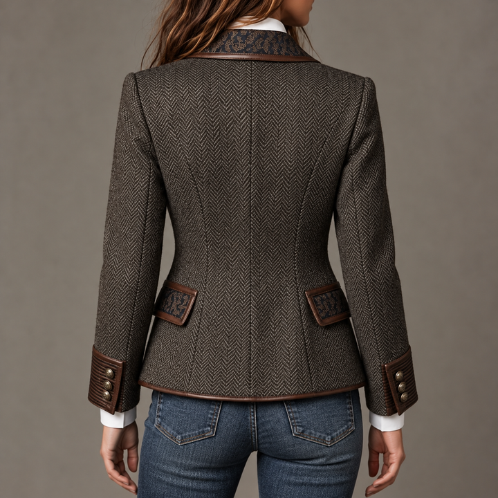Women's Herringbone Printed Panel Blazer