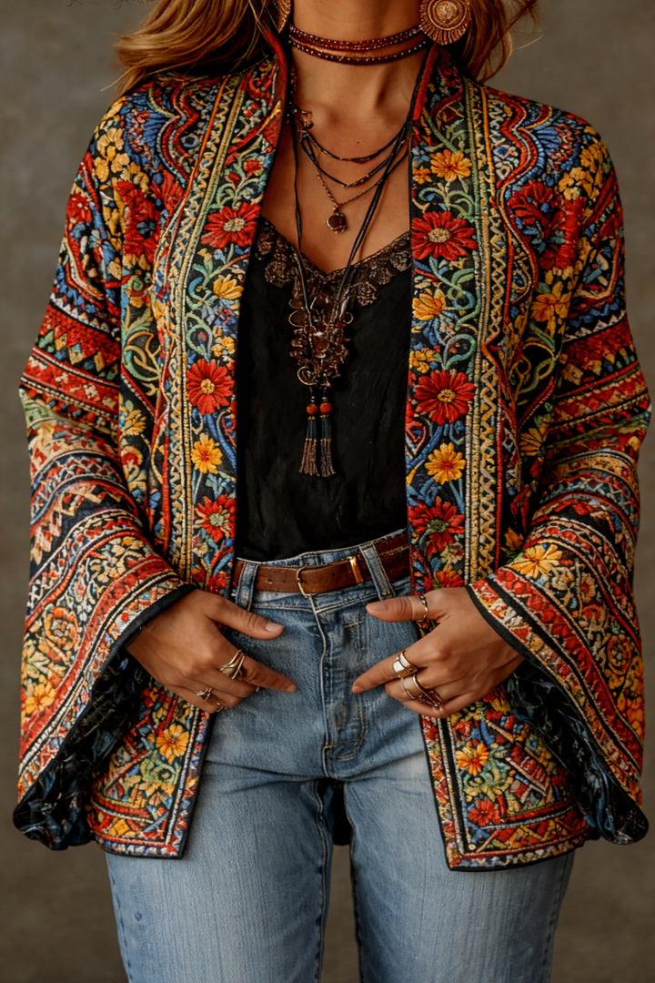 Women’s Boho Lightweight Open Front Kimono Jacket
