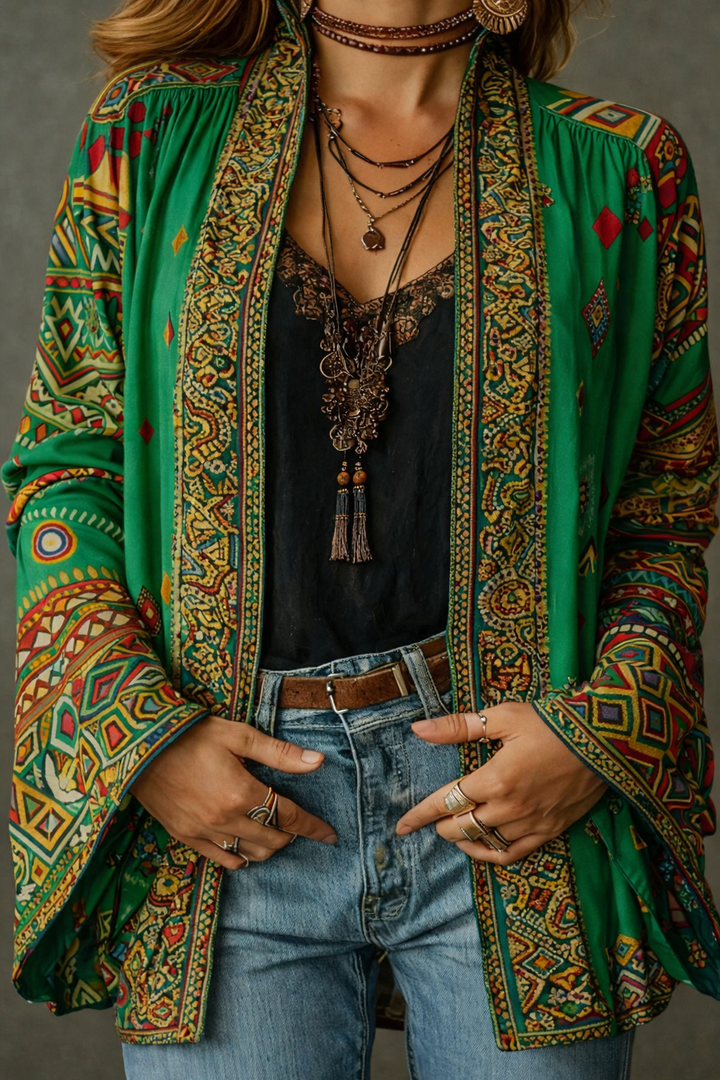 Women’s Boho Lightweight Open Front Kimono Jacket