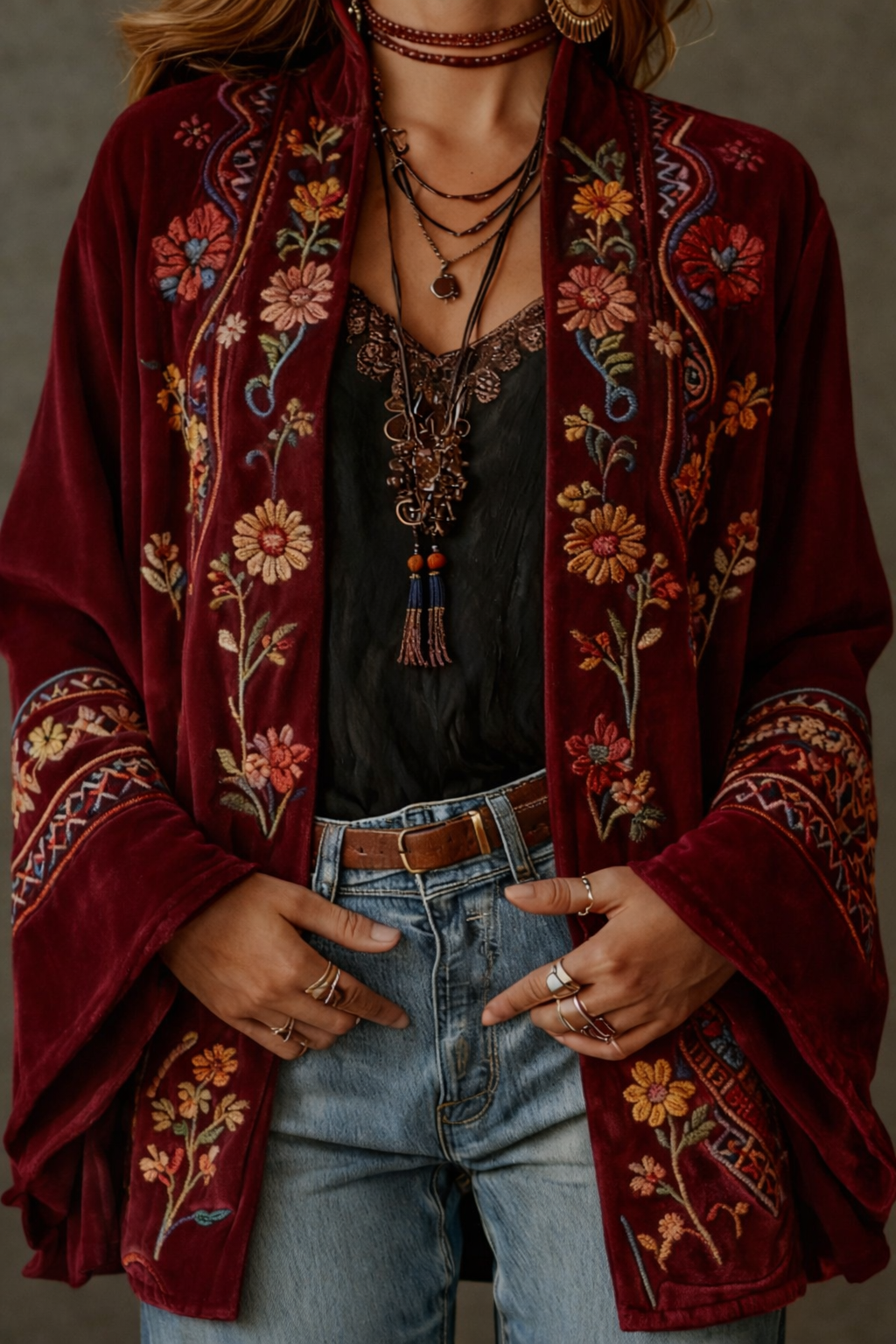 Women’s Boho Lightweight Open Front Kimono Jacket