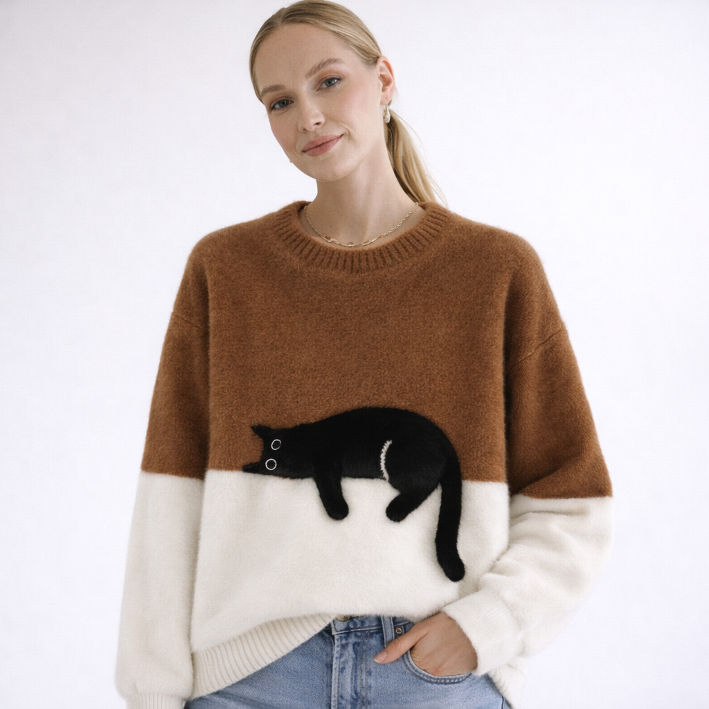 Women’s Cozy Cat Pullover Sweater