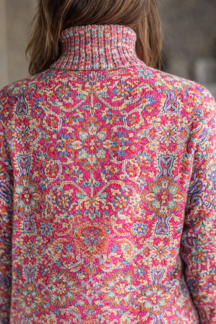 Women’s Floral Knit Turtleneck Sweater