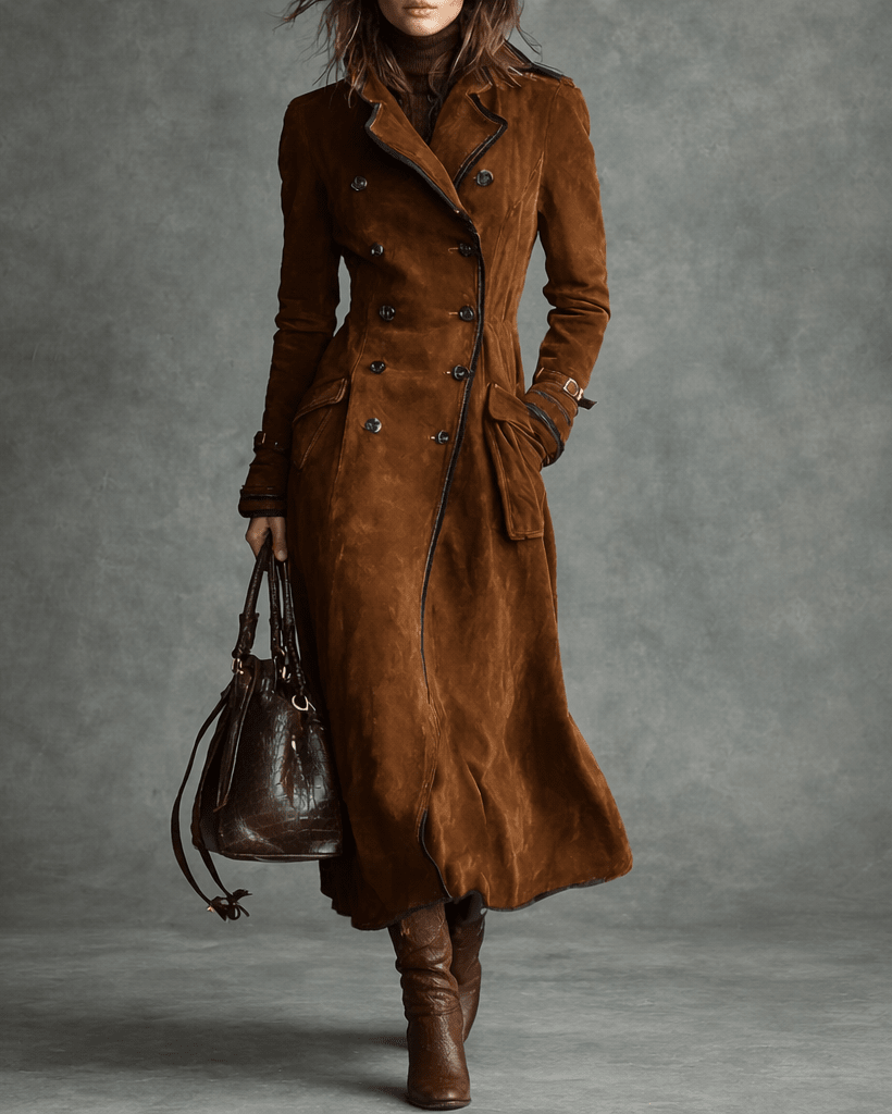 Women’s Long Double Breasted Belted Trench Coat