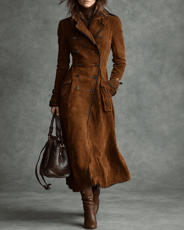 Women’s Long Double Breasted Belted Trench Coat