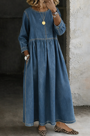 Women’s Round Neck Long Sleeve Casual Dress