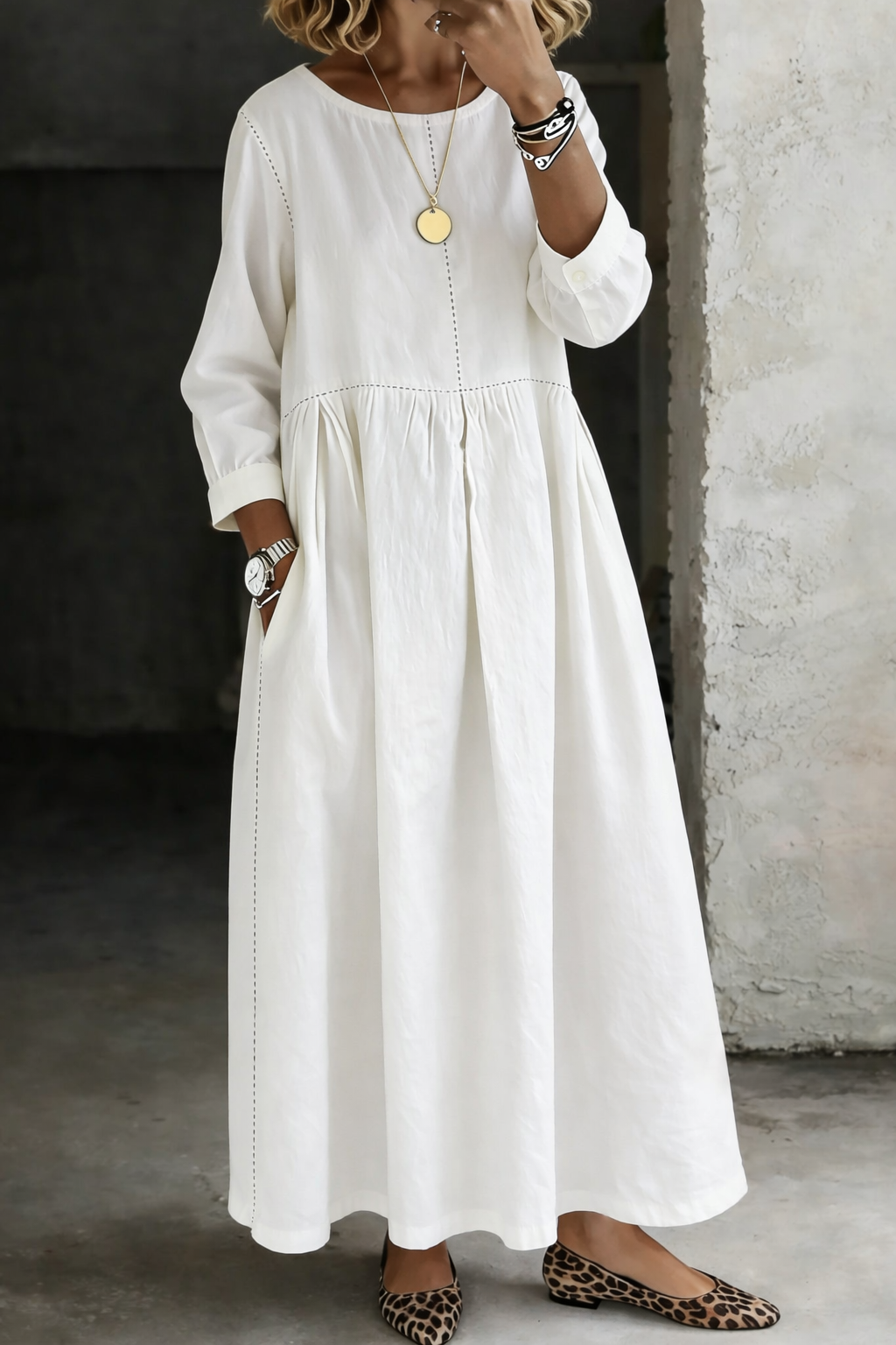 Women’s Round Neck Long Sleeve Casual Dress