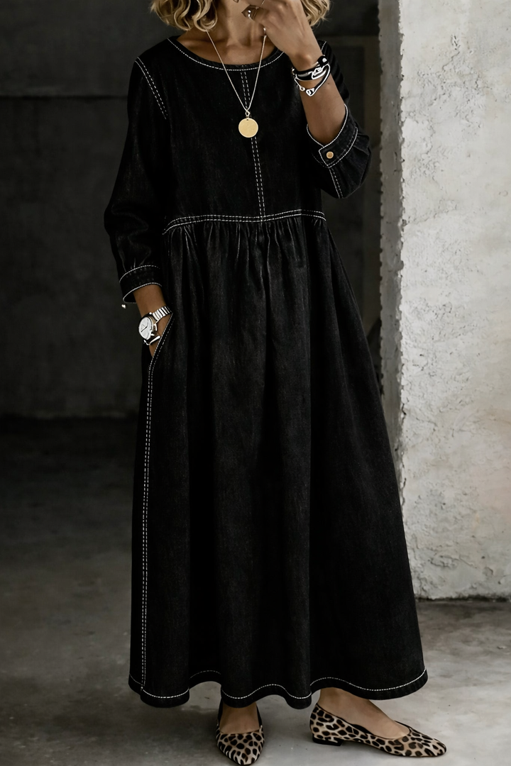 Women’s Round Neck Long Sleeve Casual Dress