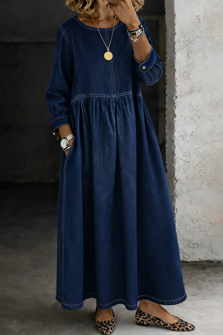Women’s Round Neck Long Sleeve Casual Dress