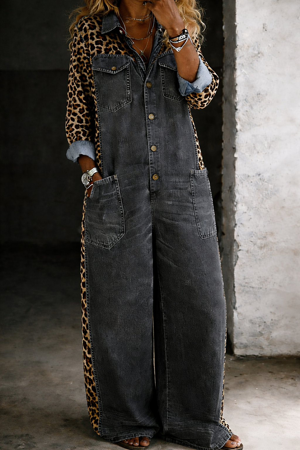 Women’s One-Piece Shirt Jumpsuit