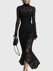 Taylynnne | Elegant Lace Fishtail Maxi Dress