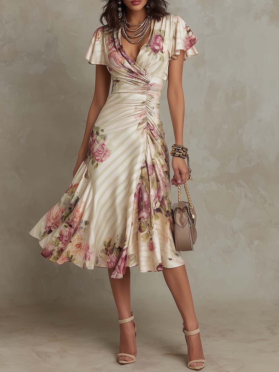 Women’s Vintage Floral Midi Dress