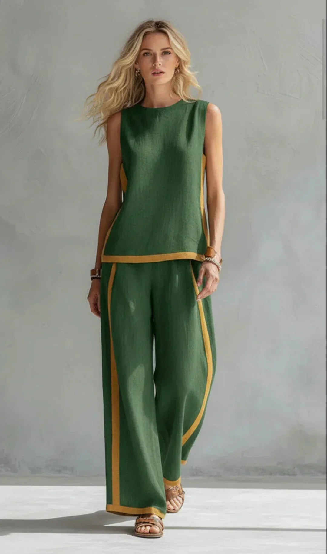 Women’s Two-Tone Tailored Two-Piece Vest And Pants Set