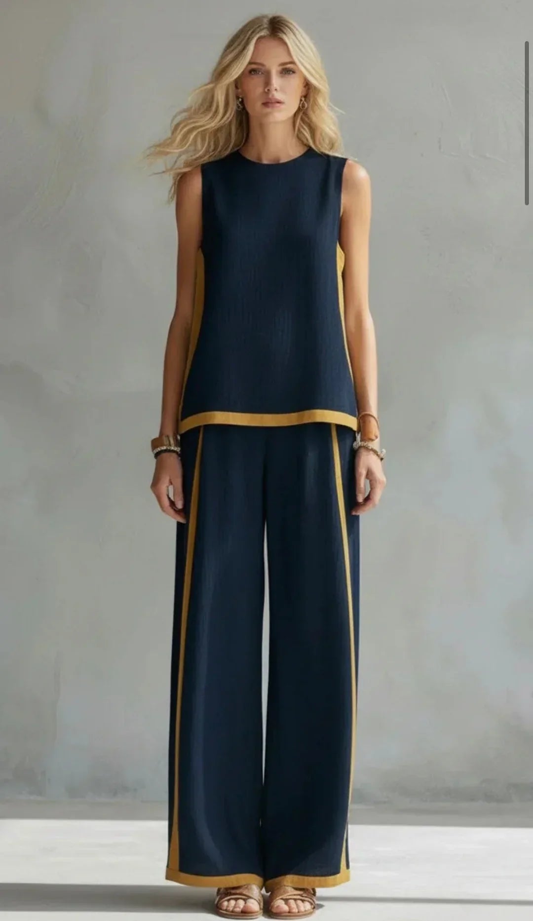 Women’s Two-Tone Tailored Two-Piece Vest And Pants Set