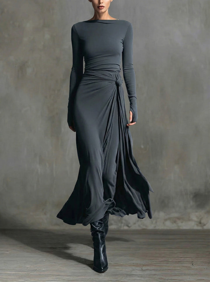 Women’s Side Knot Tie Waist Maxi Dress