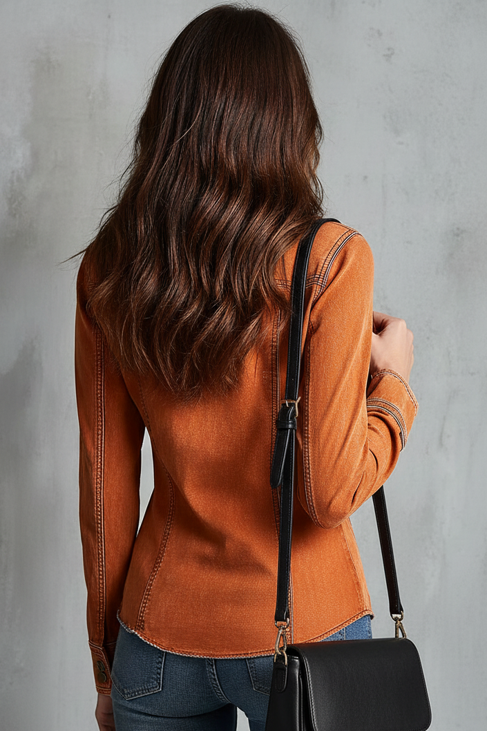 Women’s Vintage Burnt Orange Utility Zip Up Jacket