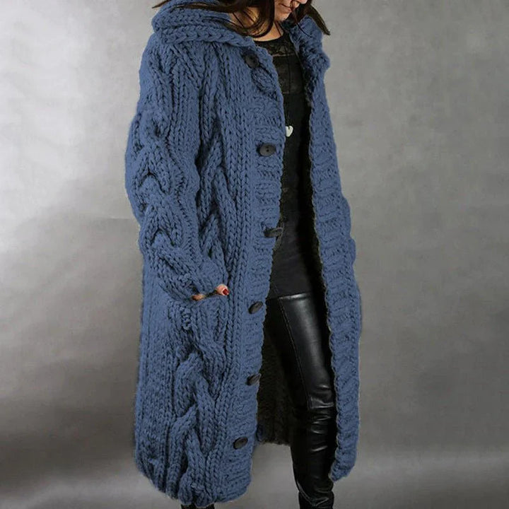 Women’s Elegant Cable Knit Longline Coat