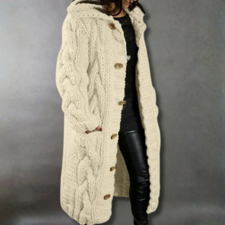 Women’s Elegant Cable Knit Longline Coat