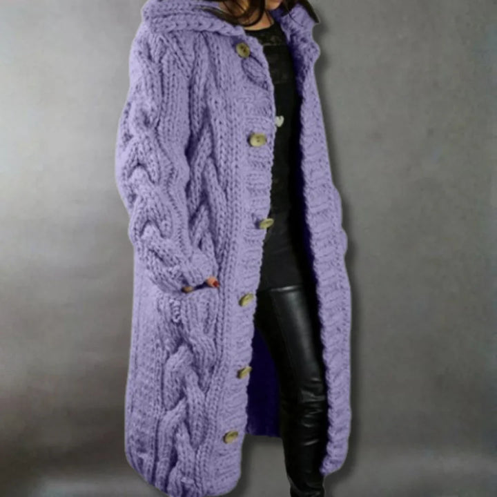 Women’s Elegant Cable Knit Longline Coat