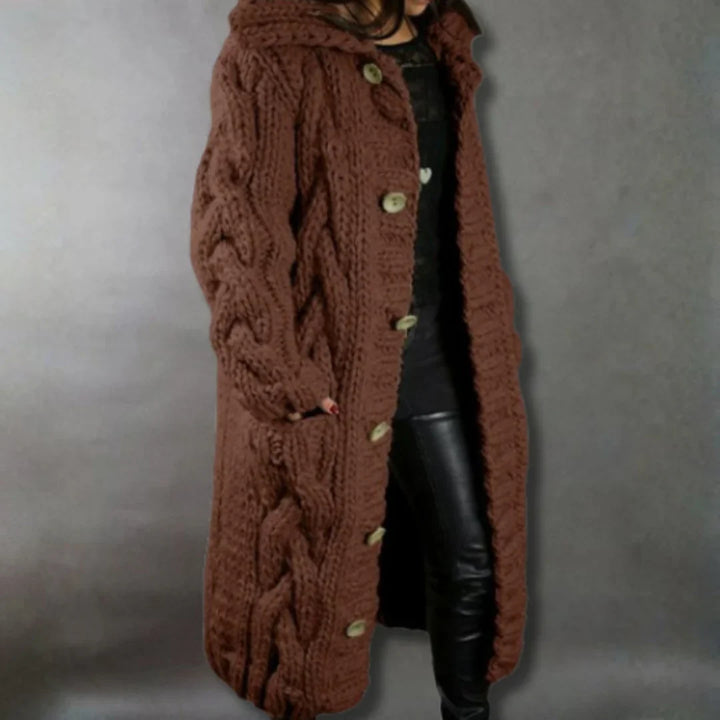 Women’s Elegant Cable Knit Longline Coat