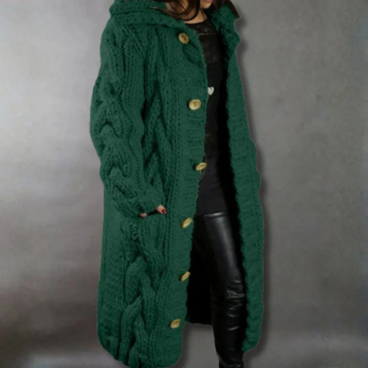 Women’s Elegant Cable Knit Longline Coat