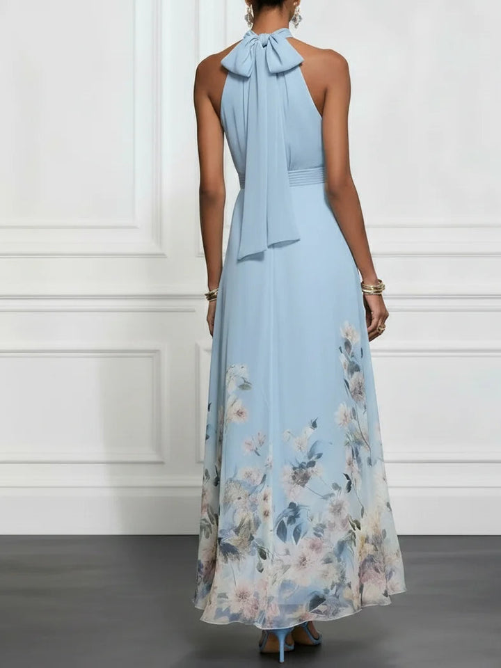 Women’s Blue Floral Halter Maxi Dress
