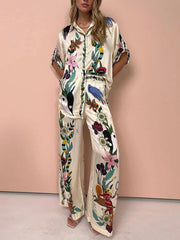 Women’s Resort Printed Two-Piece Shirt And Trousers Set
