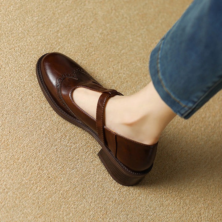 Women’s Round Toe Buckle Mary Jane Shoes