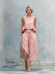 Women’s Ruffled Hem Matching Two-Piece Set