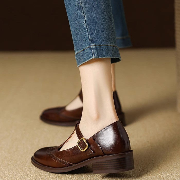 Women’s Round Toe Buckle Mary Jane Shoes