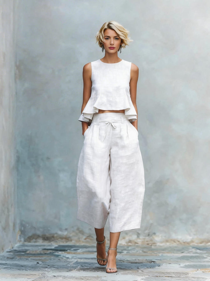 Women’s Ruffled Hem Matching Two-Piece Set
