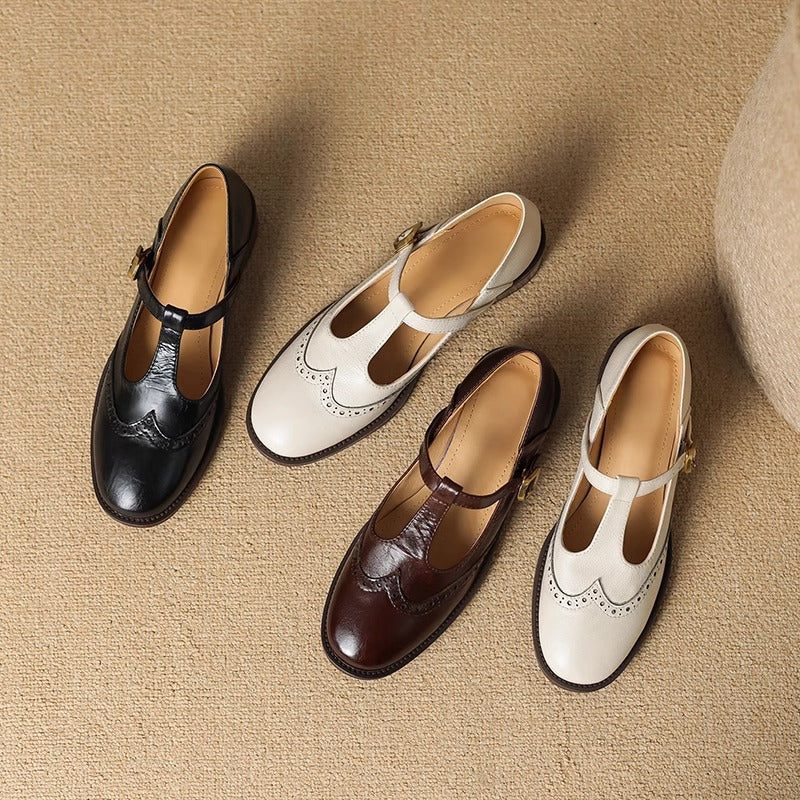 Women’s Round Toe Buckle Mary Jane Shoes