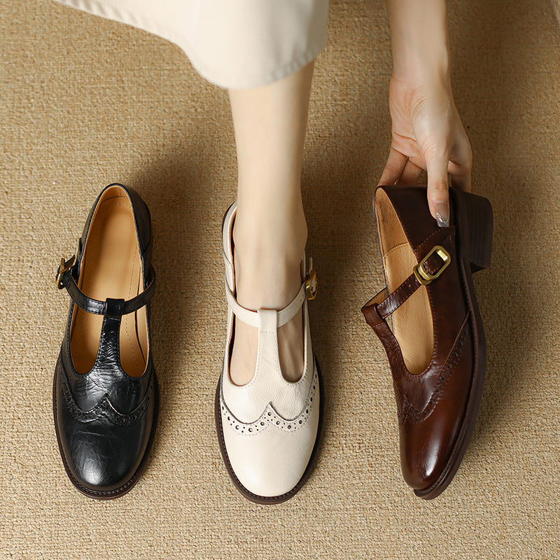 Women’s Round Toe Buckle Mary Jane Shoes