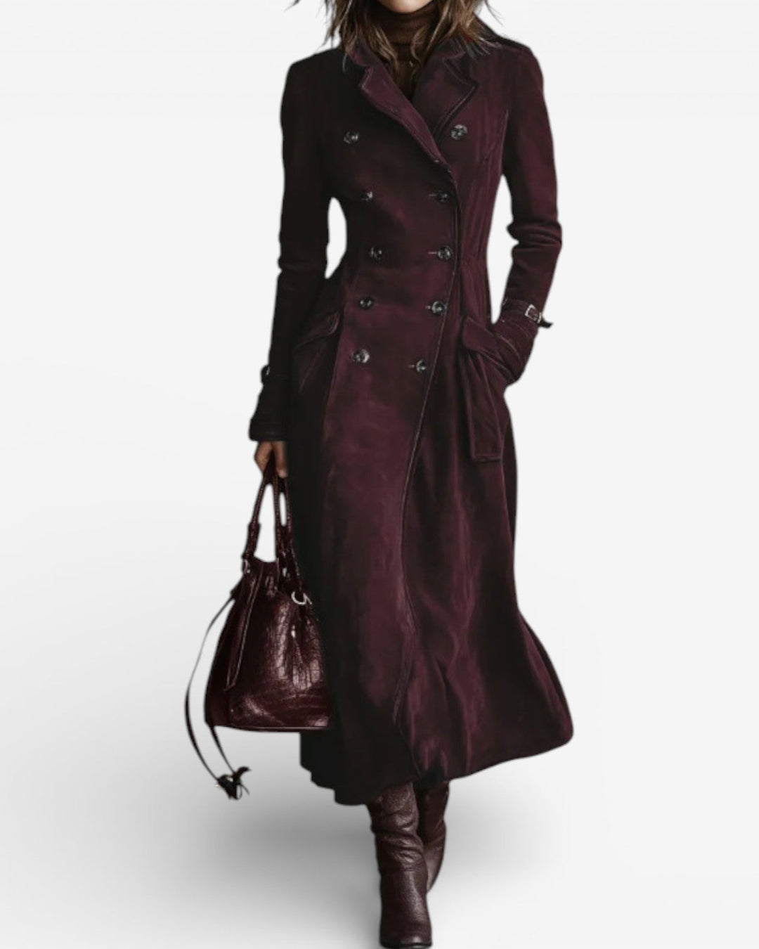 Women’s Long Double Breasted Belted Trench Coat