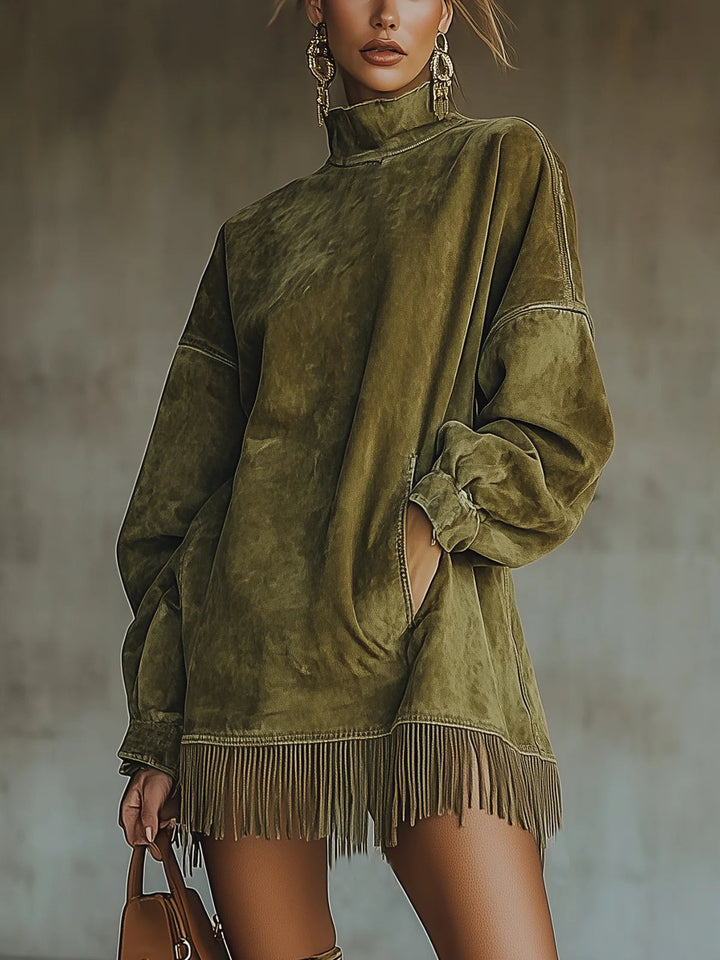 Women’s High Neck Fringe Dress