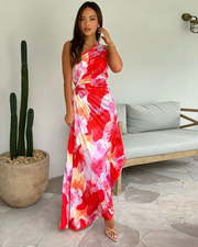 Women’s Vibrant Tropical Print Evening Dress