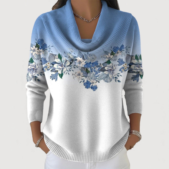 Women’s Soft Floral Collared Sweater