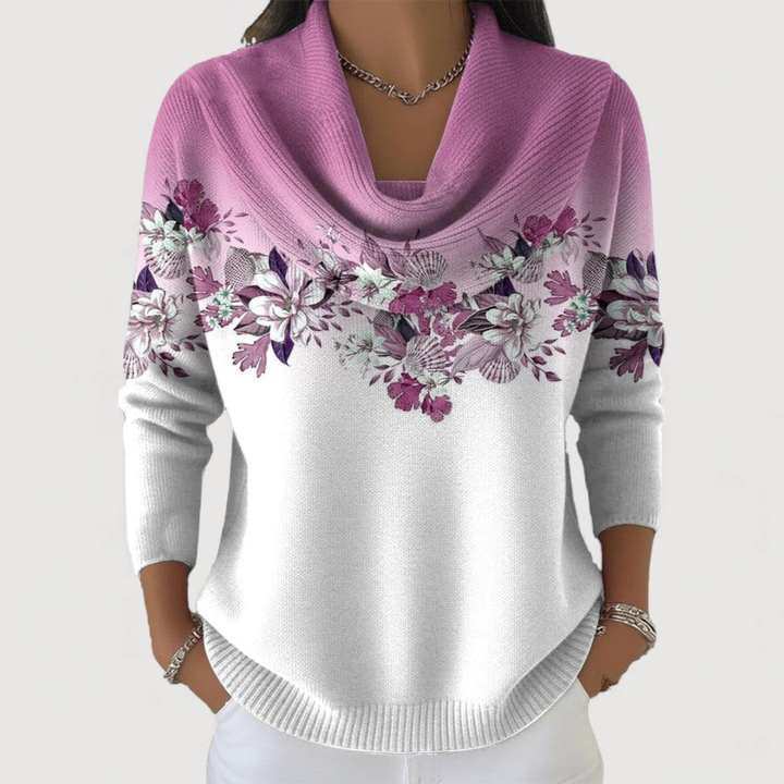 Women’s Soft Floral Collared Sweater