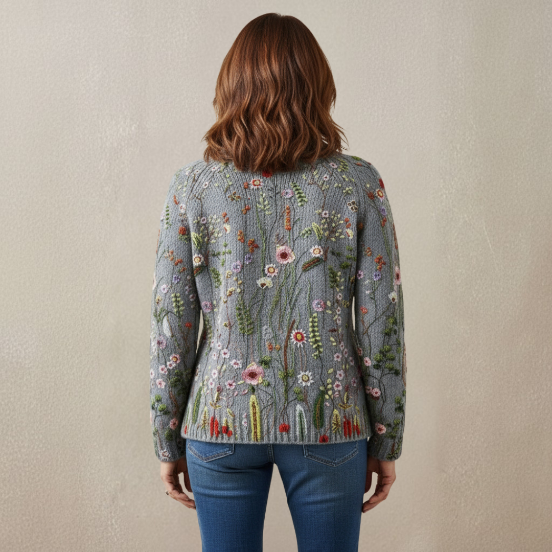 Women’s Vintage Floral Print Turtleneck Sweater