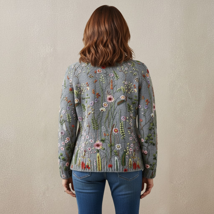 Women’s Vintage Floral Print Turtleneck Sweater