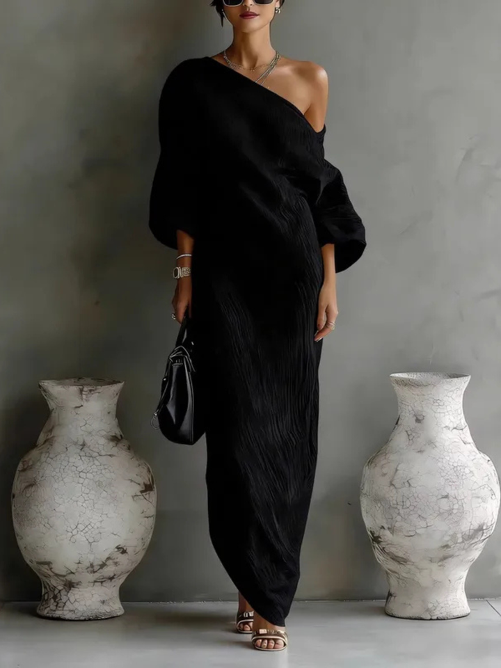 Women’s One Shoulder Draped Maxi Dress
