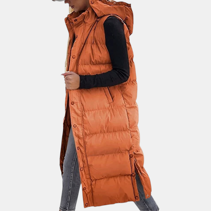 Women’s Longline Hooded Quilted Puffer Vest