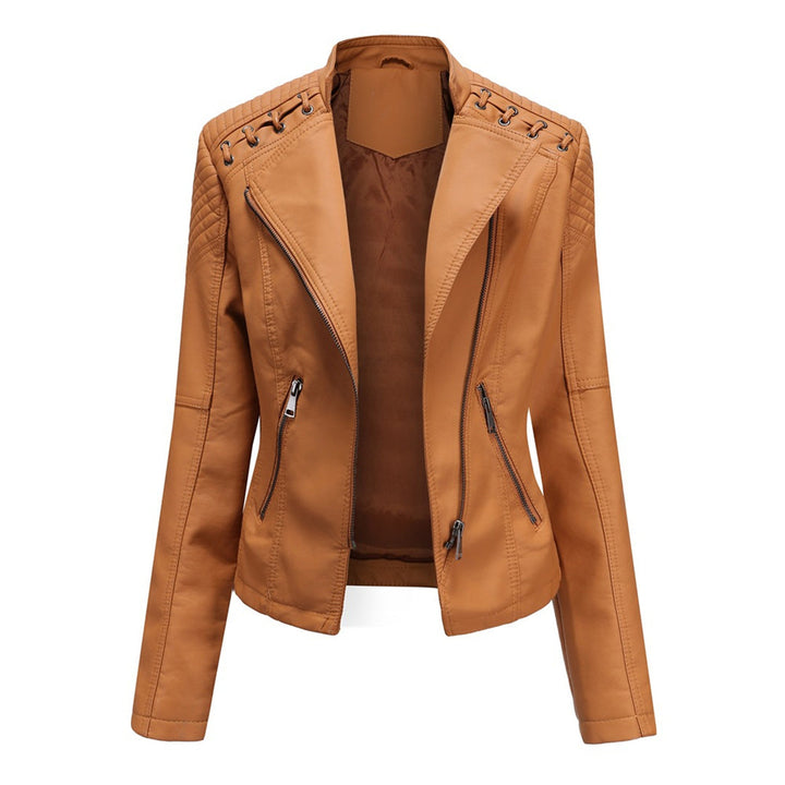 Women’s Asymmetrical Quilted Grommet Moto Jacket