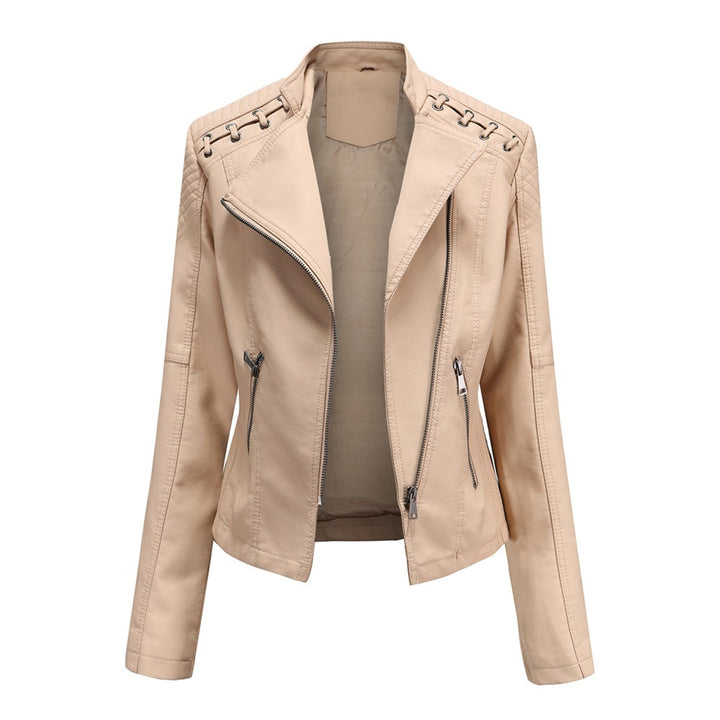 Women’s Asymmetrical Quilted Grommet Moto Jacket
