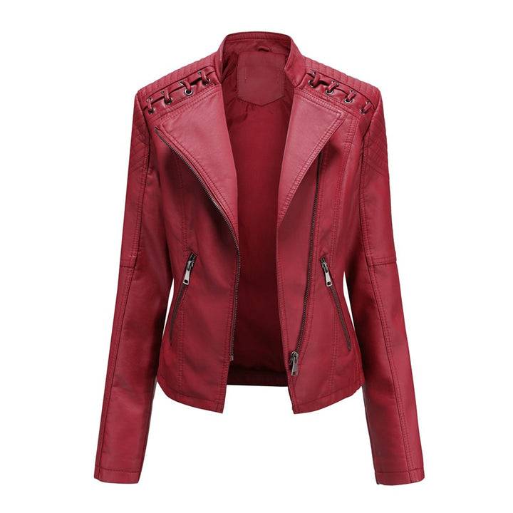 Women’s Asymmetrical Quilted Grommet Moto Jacket