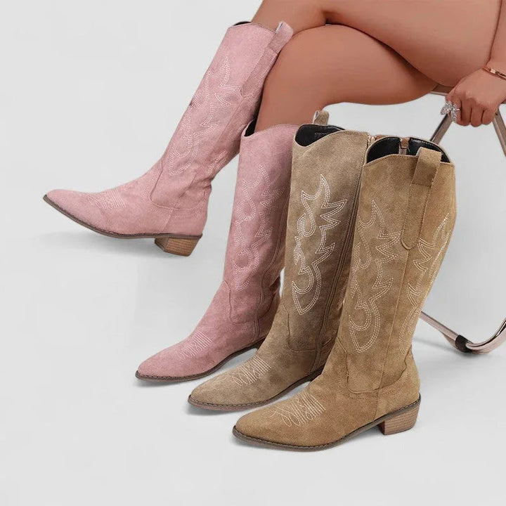 Women’s Pointed Toe Block Heel Cowboy Boots