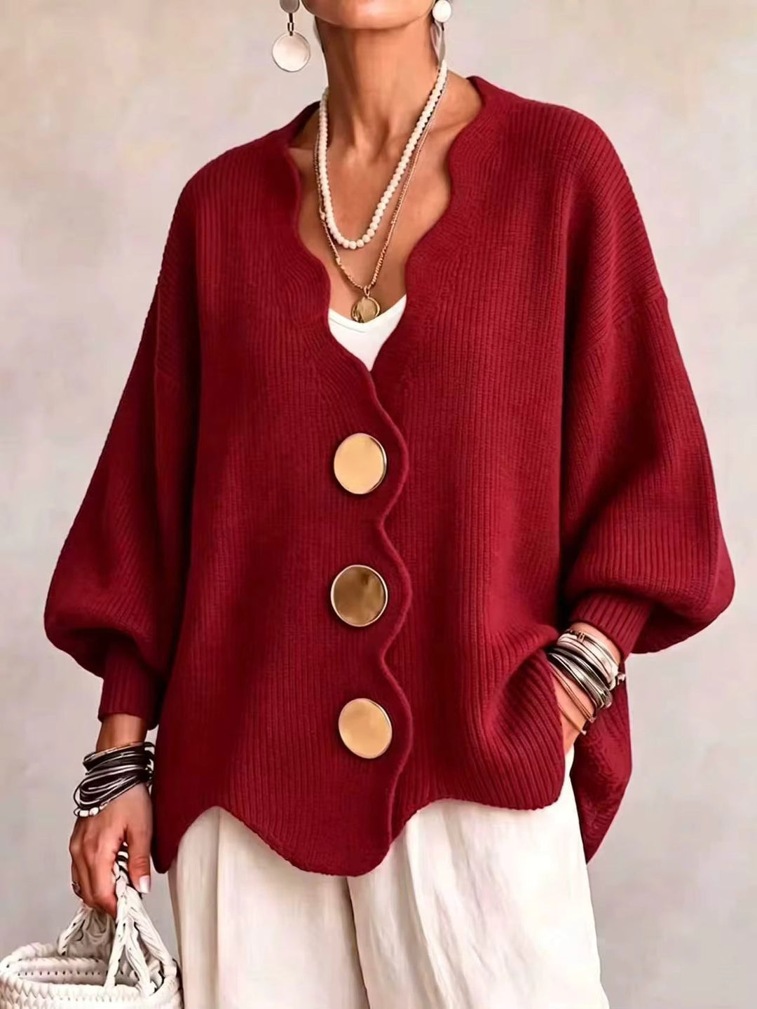 Women’s Oversized Button Front Knit Cardigan