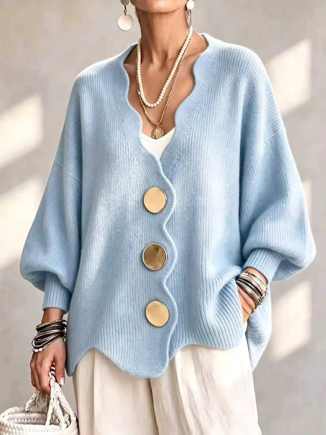Women’s Oversized Button Front Knit Cardigan